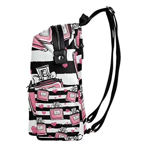 Perfume raya patrón mochila para las mujeres hombres mochila moda portátil mochila escuela colegio bolsa de viaje niña niño escuela