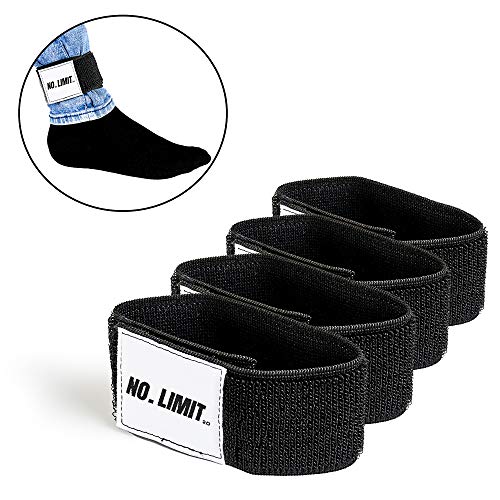 Pernera militar. Sujeta pantalón. Velcro elástico tobillero. Ropa militar táctico. Trekking, Senderismo, Montaña, Escalada, Ciclismo, Fútbol. Sujeta espinilleras [Negro.Talla única 5x30cm]