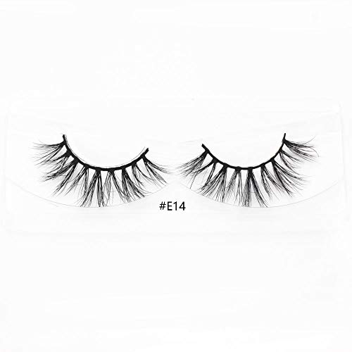 Pestañas de visón Cabello 3D Falso Natural Grueso Pestañas de ojos de larga duración Pestañas de maquillaje falsas mullidas-E14