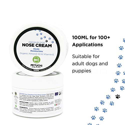 PETUCHI Bálsamo Curativo de Nariz para Perros; Disenfecta, Trata e Hidrata Nariz Agrietada y Seca; 100% Bio; 100ml