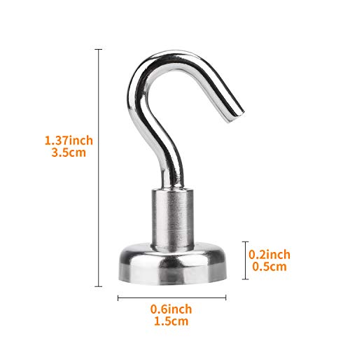 PEYOU Ganchos Magneticos, 12 pzas Imanes con Gancho, 5.5kg Ultra Potentes Ganchos Magnéticos,Gancho para Colgar para Uso en Interiores o al Aire Libre (16mm)