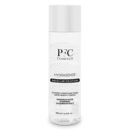 PFC Cosmetic Agua Micelar Limpiadora Líquido Facial Puro y Natural Hydrasense Micelar Solution 200ml Concentrado de Hamamelis Water Camomila Extracto de Pepino para Higiene y Cuidado Personal.