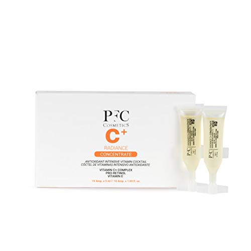 PFC Cosmetic Ampollas de Vitamina C Radiance C+ Concentrate 10 unidades de 5ml Concentrado de Vitaminas C+ 10% E A Combinación de Activos Pro-Retinol y Centella Asiática para Cuidado Facial y Piel.