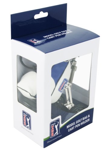 PGA Tour Gadget Desktop Golftasche Und Kugelschreiber Geschenkset Portabolígrafos en Forma de Bolsa de golfy Set de bolígrafos en Estuche de Regalo, Unisex, Plateado, Blanco, Azul