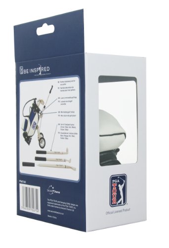 PGA Tour Gadget Desktop Golftasche Und Kugelschreiber Geschenkset Portabolígrafos en Forma de Bolsa de golfy Set de bolígrafos en Estuche de Regalo, Unisex, Plateado, Blanco, Azul