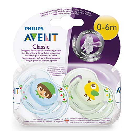 Philips Avent SCF169/45 - Pack con 2 chupetes Jardín encantado, de 0 a 6 meses, niño, color Azul y Verde