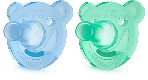 Philips Avent Soothie - Pack de 2 Chupetes calmantes de silicona médica, sin BPA, 3 meses, niño, color azul y verde