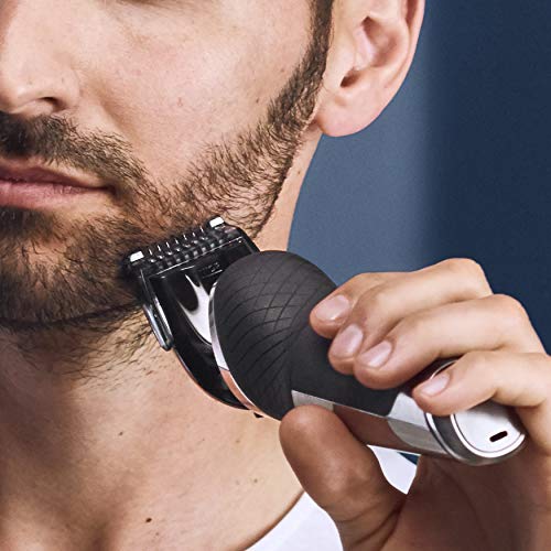 Philips Serie 9000 Prestige SP9860/16 - Afeitadora eléctrica para hombre con bandeja de carga Qi, sensor de densidad de barba, 3 modos, seco/húmedo, con perfilador de barba y funda premium, gris