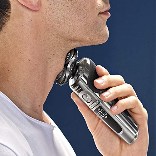 Philips Serie 9000 Prestige SP9860/16 - Afeitadora eléctrica para hombre con bandeja de carga Qi, sensor de densidad de barba, 3 modos, seco/húmedo, con perfilador de barba y funda premium, gris