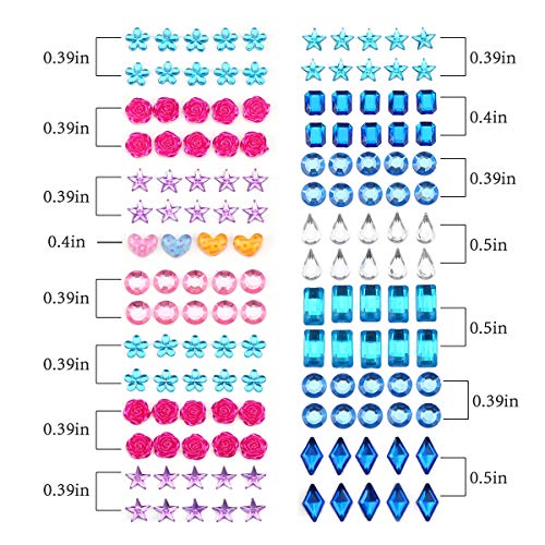 PHOGARY 870pcs 12 Hojas Autoadhesivas Rhinestone Sticker, Multicolor Bling Craft Jewels Crystal Gem Stickers