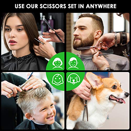 PHYSEN Juego de 11 Tijeras Para Cortar el Cabello, Kit de Tijeras de Peluquería con Afeitadora , Kit de Tijeras de Peluquería Profesional Para el Hogar Para Hombres, Mujeres, Mascotas