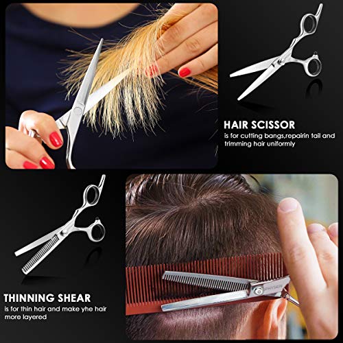 PHYSEN Juego de 11 Tijeras Para Cortar el Cabello, Kit de Tijeras de Peluquería con Afeitadora , Kit de Tijeras de Peluquería Profesional Para el Hogar Para Hombres, Mujeres, Mascotas