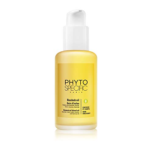 Phyto Baobab Oil - Eisir antisequedad y regenerador para todo tipo de cabellos rizado, rizado y alisado, sin silicona, 100 ml