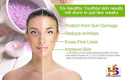 Phytoceramides, 350 Milligram, 90 Veggie Capsules with advanced Ceramides Formulation (3 months supply) Deep Skin Moisturizing, Plant Derived, GMO and Gluten Free - USA Made