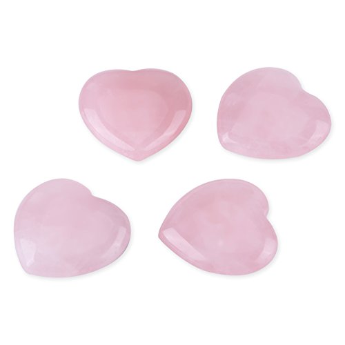 Piedra semipreciosa de decoración, curativa, de cuarzo rosa, tallada en forma de corazón, piedra, Rosa, 4 piezas