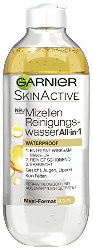 Piel Garnier micelas activas agua de limpieza Todo en Uno limpiador impermeable/facial para piel sensible (sin grasas, dermatológicamente probado) 6 x 400 ml