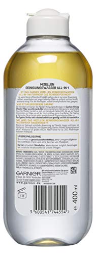 Piel Garnier micelas activas agua de limpieza Todo en Uno limpiador impermeable/facial para piel sensible (sin grasas, dermatológicamente probado) 6 x 400 ml