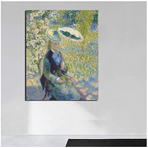 Pierre Auguste Renoir Holding An Umbrella Girl Canvas Painting Print Living Room Home Decor Wall Art Oil Painting Pictures -50x70cm Sin marco