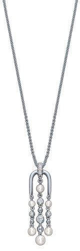 Pierre Cardin 4361431 - Collar de Mujer de Plata de Ley con circonitas y Perla cultivada de Agua Dulce (6 Perlas), 45 cm