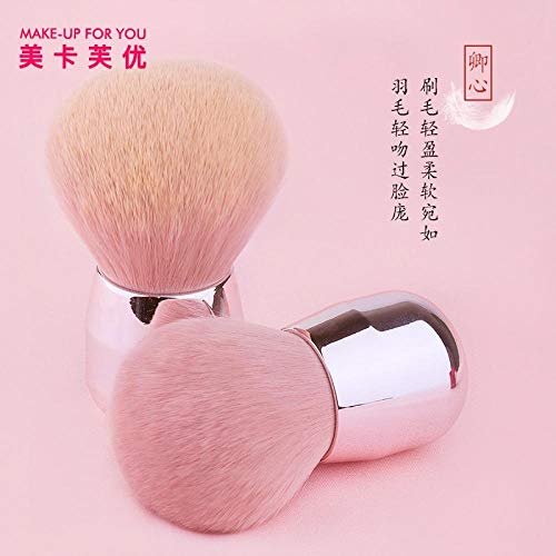 Pincel de rubor portátil retráctil con tapa pincel de maquillaje en polvo suelto (pincel de rubor en polvo pincel de maquillaje herramienta de maquillaje) gradiente cabeza redonda, rojo Armani