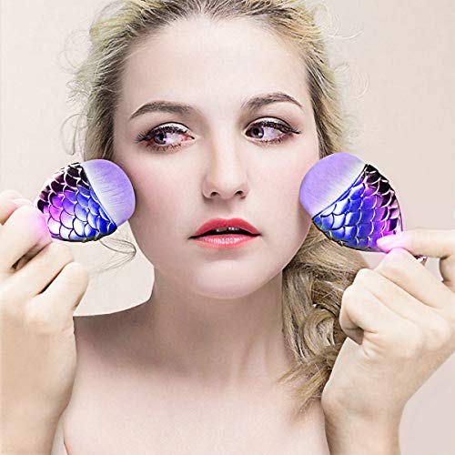 Pinceles de maquillaje con forma de cola de pez, multifunción, para colorete, maquillaje cosmético (morado)