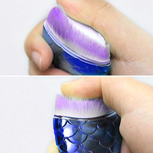 Pinceles de maquillaje con forma de cola de pez, multifunción, para colorete, maquillaje cosmético (morado)