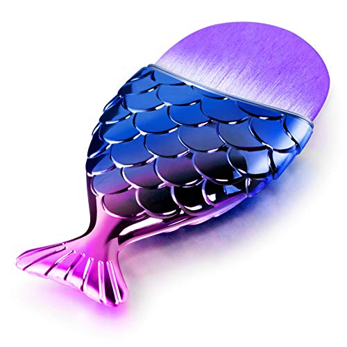 Pinceles de maquillaje con forma de cola de pez, multifunción, para colorete, maquillaje cosmético (morado)