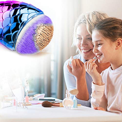 Pinceles de maquillaje con forma de cola de pez, multifunción, para colorete, maquillaje cosmético (morado)