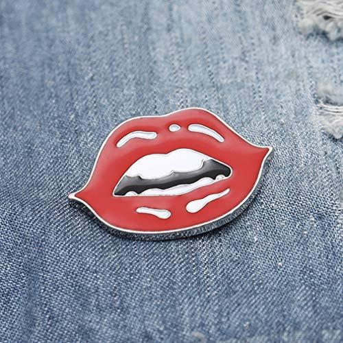 Pinhan - Broche esmaltado Punk con Forma de pintalabios, diseño de Dibujos Animados, Aleación, Diamantes de imitación, Labios C1427, 2.7 * 1.9cm
