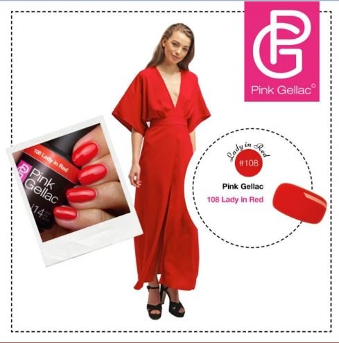 Pink Gellac – Esmalte de uñas de gel Lady de color rojo, de 15 ml