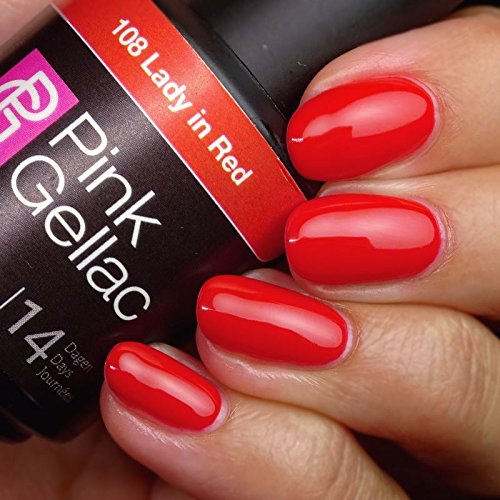 Pink Gellac – Esmalte de uñas de gel Lady de color rojo, de 15 ml