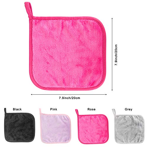 Pinowu Reutilizable Microfibra Paños Desmaquillantes (4pcs) para cara, Super suave Libre de químicos Toalla de limpieza facial para todo tipo de pieles (20x20cm)