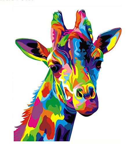 Pintar por Numeros para Adultos Niños, DIY Pintura al óleo con Pinceles y Pinturas (16 * 20 Pulgadas, Sin Marco) Decoración hogareña 40 x 50 cm - Jirafa
