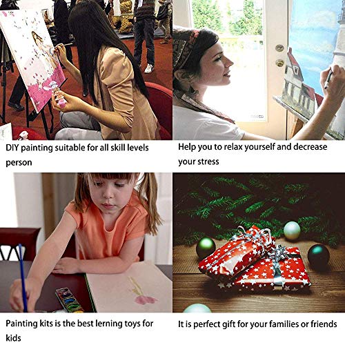 Pintar por Numeros para Adultos Niños, DIY Pintura al óleo con Pinceles y Pinturas (16 * 20 Pulgadas, Sin Marco) Decoración hogareña 40 x 50 cm - Torre eiffel, en, parís