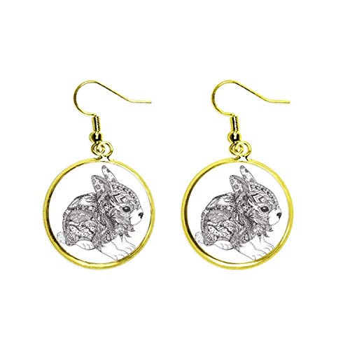 Pintura Conejos Amigo Empresa Oído Cuelgan Oro Gota Pendiente Joyería Mujer