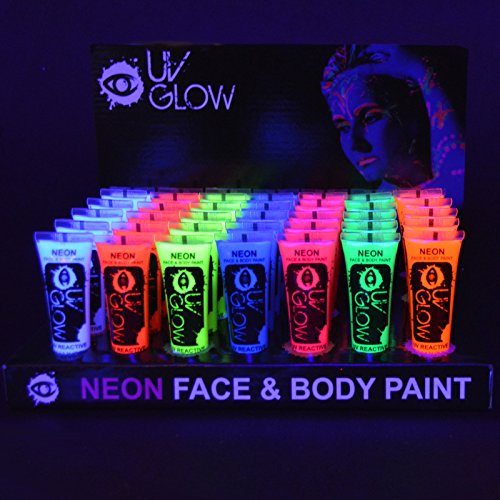 Pintura Corporal y Facial 10ml UV GLOW Conjunto De 24 Tubos Neón Fluorescente incandescente