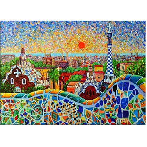 Pintura De Diamante 5D Diy España Amanecer Bordado Cuadrado Diamante Punto De Cruz Mosaico De Diamantes De Imitación Pintura Decoración Del Hogar Regalo 40X50Cm