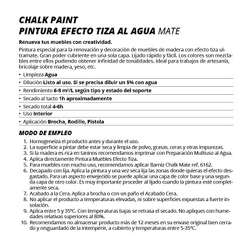 PINTURA EFECTO TIZA,CHALK PAINT, AL AGUA MATE, Renueva tus muebles con creatividad. (750ML, BLANCO ANTIGUO)