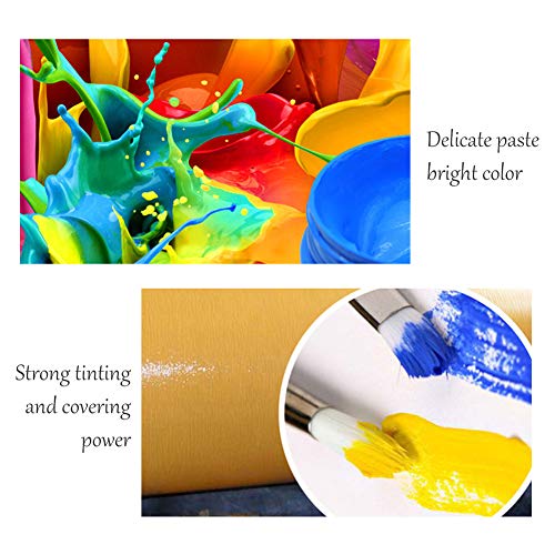 Pinturas Acrílicas, Acrylic Paint Set, tubos de Pinturas Acrílicas, El juego de acrílicos de para artistas, principiantes o niños, Set de 12, Viene con 2 pinceles