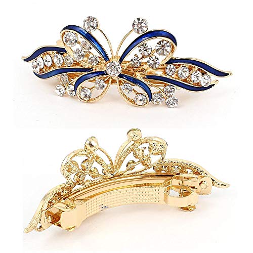 Pinza para el cabello de la boda Joyería nupcial Horquillas para el cabello Accesorios con broche de piedra de cristal brillante para mujeres y niñas 7.3 * 2.7 cm