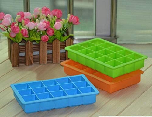 Pioneer Clan - Molde de silicona para cubitos de hielo, 15 cavidades, 2 unidades, molde para tartas de chocolate (color amarillo)