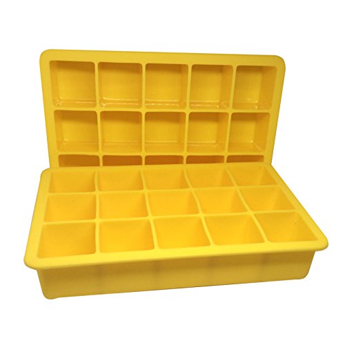 Pioneer Clan - Molde de silicona para cubitos de hielo, 15 cavidades, 2 unidades, molde para tartas de chocolate (color amarillo)