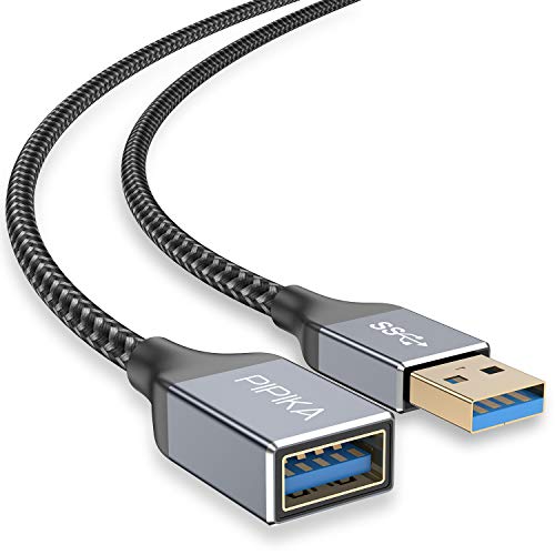 PIPIKA Cable Alargador USB 3.0 [1M], Cable Extension USB 3.0 Tipo A Macho A Hembra Alta Velocidad 5 Gbps para Mouse,Teclado,Pendrive,TV,Concentrador,Impresora,Computadora, Cámara, Gafas VR, Otros