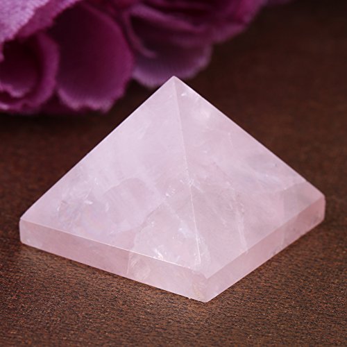 Pirámide de cristal, cristal rosa rosa cuarzo pirámide Feng Shui espiritual reiki figuras de cristal curativo decoración del hogar