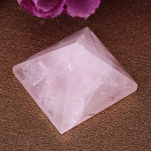 Pirámide de cristal, cristal rosa rosa cuarzo pirámide Feng Shui espiritual reiki figuras de cristal curativo decoración del hogar