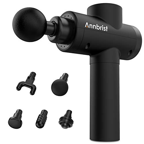 Pistola de Masaje Muscular, Annbrist Masajeador Muscular con 270 velocidades ajustables y 5 Cabezales de Masaje, Silencioso Motor sin Escobillas