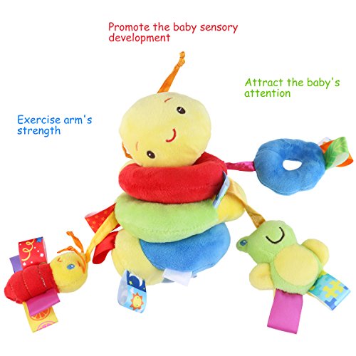 Pixnor Espiral actividades colgar juguetes del cochecito de bebé juguetes carro asiento cochecito juguete con campana de timbre