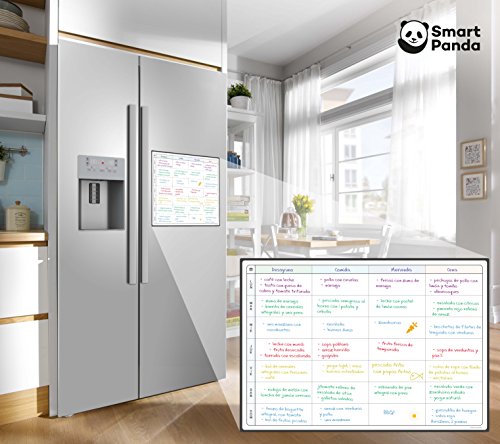 Pizarra Planificadora de Comidas y de Planes por SmartPanda - Calendario Magnético Grande Ideal para Planificar Estudios, Tareas o Dietas - Pizarra Blanca para la Nevera – Semanal, En Español