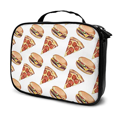 Pizza&Burger - Estuche de viaje para maquillaje y cosméticos, organizador portátil para artistas, bolsa de almacenamiento