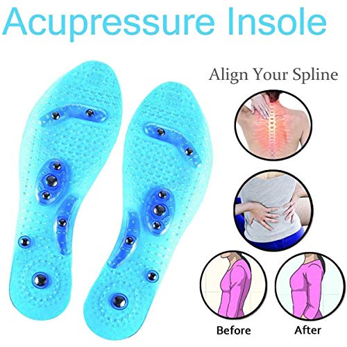 Plantilla Masaje, Plantilla para Reflexología y Acupresión con Transpirable y Cómoda, Efecto Promoción Circulatoria, Plantillas Flexibles Magnéticas para Adelgazar y Perder Peso 2 Pcs,B,S